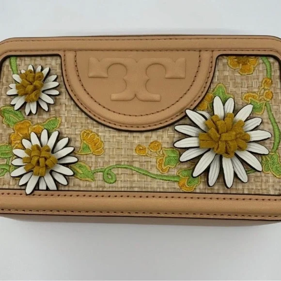 Tory Burch Floral/Straw Fleming Handbag - Picture 5 of 11